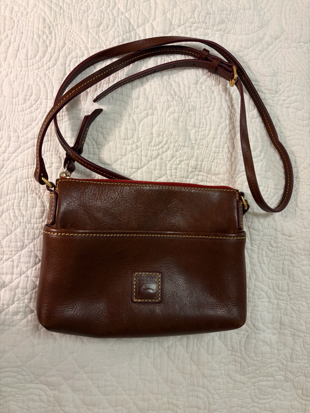 Dooney & Bourke Brown Leather Crossbody with Adjustable Strap